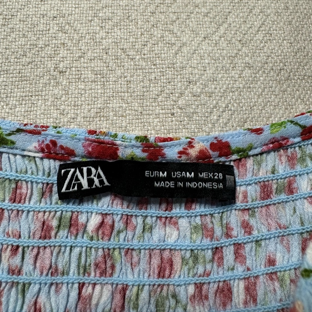 ZARA Bitsy Floral Jardin Print Milkmaid Midi Dress M - Picture 8 of 9